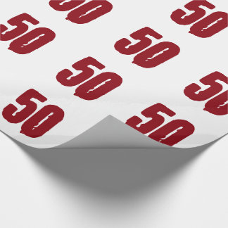 50. Geburtstag, roter Text auf Weiß Geschenkpapier