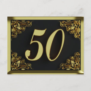 50. Geburtstag Royal Gold Einladung oder Grußkarte Postkarte