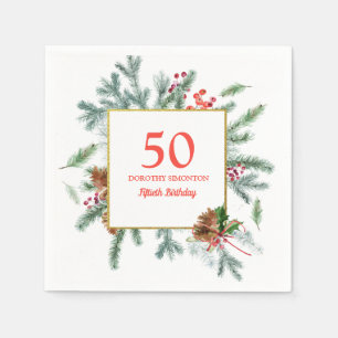 50. Geburtstag Rustikale Winterlandschaft Serviette