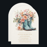 50. Geburtstag Rustikales Cowgirl Boots Blume Einladung<br><div class="desc">50. Geburtstag Rustikales Cowgirl Boots Blume Geburtstag Einladung mit einem Paar Ledercowgirl Stiefel mit pfirsich,  pink und weiß Blume und Ihre personalisierte 50. Geburtstagsfeier Einladung Informationen unten. Erstellt von Evco Studio www.zazzle.com/store/evcostudio</div>