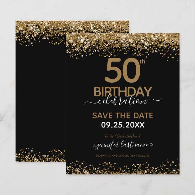 50. Geburtstag Save the Date Einladung (Vorne/Hinten)