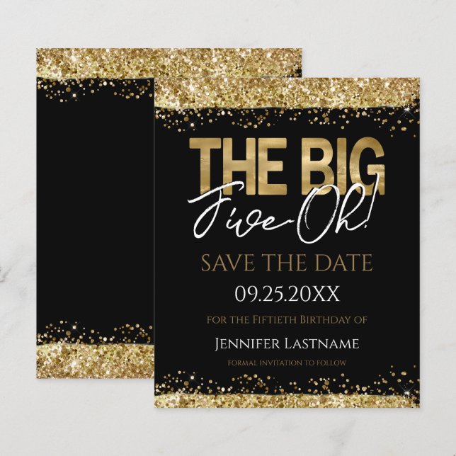 50. Geburtstag Save the Date Einladung (Vorne/Hinten)