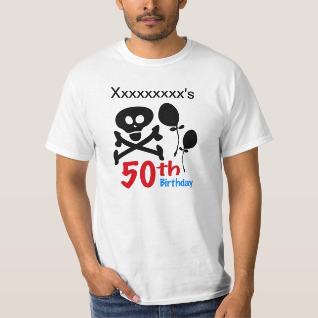 50. Geburtstag Schädelkreuze T-Shirt (Vorderseite)