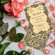 50. Geburtstag Schwarz & Beige Botanische Flora