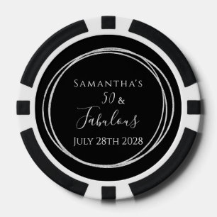 50. Geburtstag Schwarz Silber 50 und Fantastisch P Pokerchips
