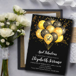 50. Geburtstag Schwarz und Gold Einladung<br><div class="desc">Schwarze und goldene Ballons und Konfetti 50. Geburtstagsparty einladen. Feines Schwarz-Gold-Design mit moderner Schrift. Für jedes Alter anpassen. 30,  40,  60,  70,  80 und mehr. Die vollständige Auflistung finden Sie unter: https://www.zazzle.com/collections/gold_and_black_balloons_confetti_birthday_party-119172749816882801</div>