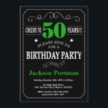 50. Geburtstag Schwarz und Grün Chalkboard Einladung<br><div class="desc">50. Geburtstag Einladung schwarze und grüne Typografie. Tafel. Schwarz-Weiß-Hintergrund. Erwachsener zum Geburtstag. Männer oder Frauen zum Geburtstag. Kinder Junge oder Mädchen Lady Teen Teenage Bday einladen. 13. 15. 16. 18. 20. 21. 30. 40. 50. 60. 70. 80. 90. Jedes Alter. Für weitere Anpassungen klicken Sie bitte auf die Schaltfläche "Anpassen"...</div>