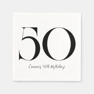 50. Geburtstag schwarz und weiß Serviette