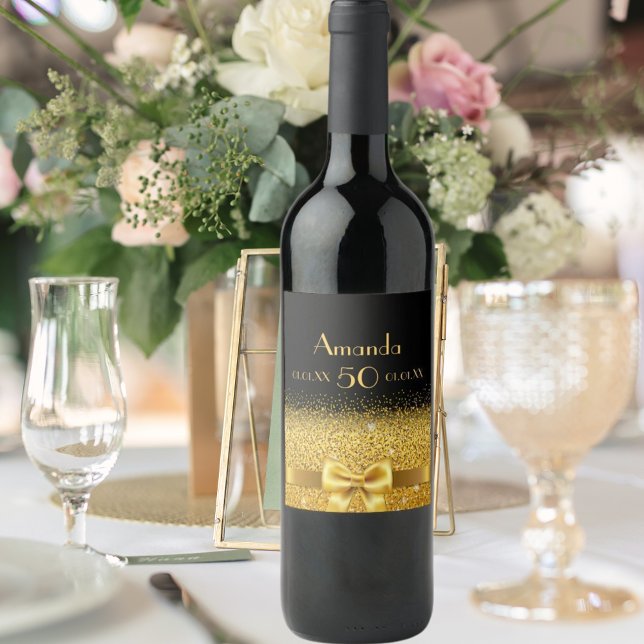 50. Geburtstag schwarzer Goldbug Weinetikett (Von Creator hochgeladen)