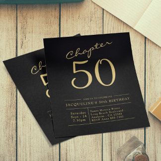 50. Geburtstag Schwarzes Gold Einladung Flyer