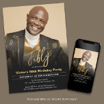 50. Geburtstag Schwarzes Gold Minimal Modernes Fot Einladung<br><div class="desc">50. Geburtstag Black Gold Minimal Moderne Foto Einladung. Die Einführung unserer modernen Minimal Meilenstein-Geburtstagseinladung, in der Klasse in zeitloser Feier auf Einfachheit trifft. Die schwarz-goldene Farbpalette strahlt Eleganz aus und schafft eine elegante Kulisse für Ihren besonderen Tag. Dieses Design umfasst Einfachheit in einem modernen Kontext und bietet eine raffinierte Ästhetik,...</div>