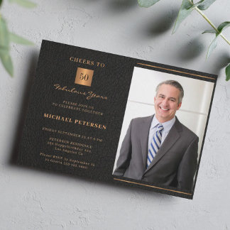 50. Geburtstag schwarzes goldenes Foto Einladung