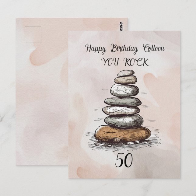 50. Geburtstag Sie Rock Grußkarte Postkarte (Vorne/Hinten)