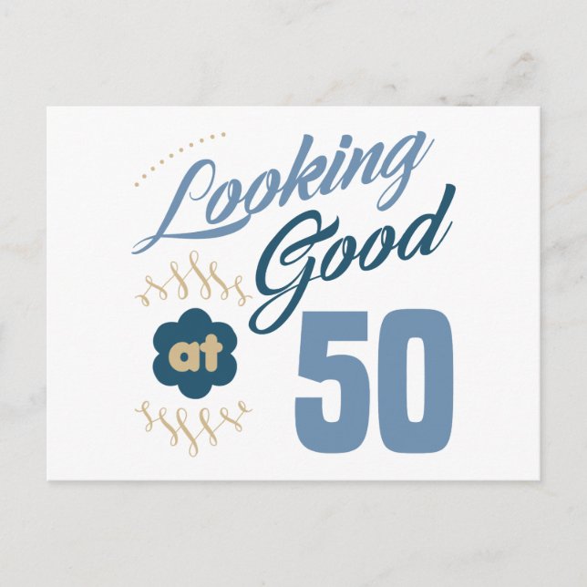 50. Geburtstag sieht gut aus Postkarte (Vorderseite)