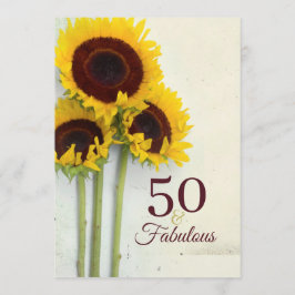 50. Geburtstag Sonnenblume Rustikale Einladung