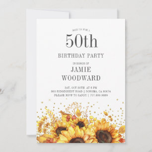 50. Geburtstag Sonnenblumen Einladung