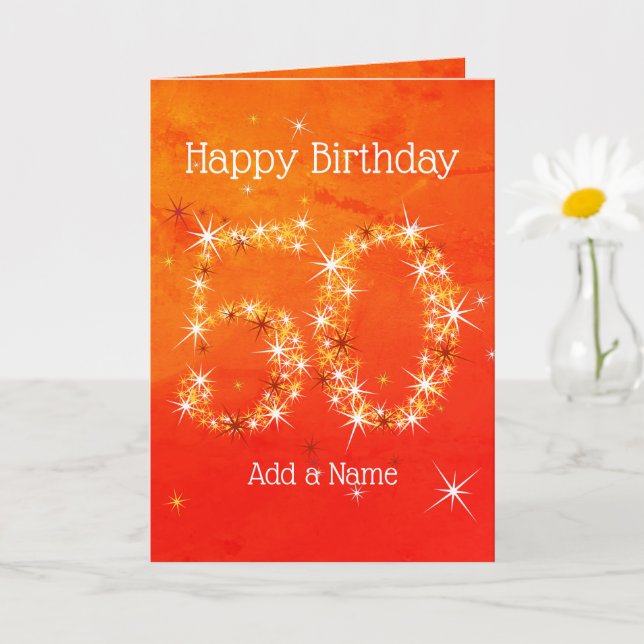 50. Geburtstag - Sternenzahl Rotes Orangenglühen 5 Karte (Kleine Pflanze)