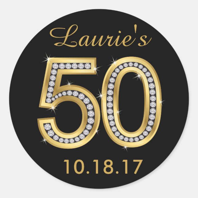 50. Geburtstag Sticker | Diamant (Vorderseite)