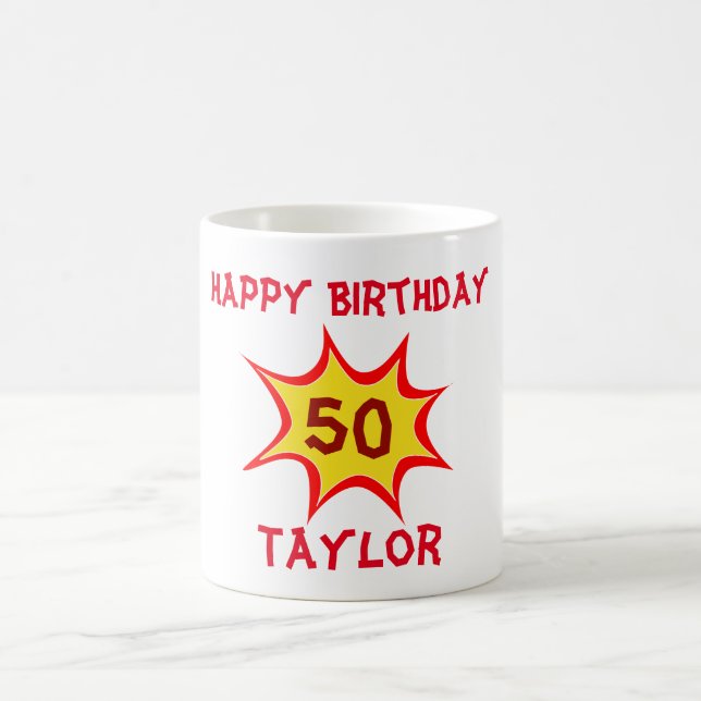 50. Geburtstag Superhero Thema Kaffeetasse (Mittel)