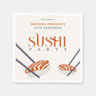 50. Geburtstag Sushi Party Simple Retro Serviette