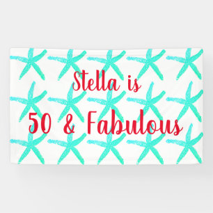 50. Geburtstag Teal Seestern-Muster Fünfzig Alter Banner