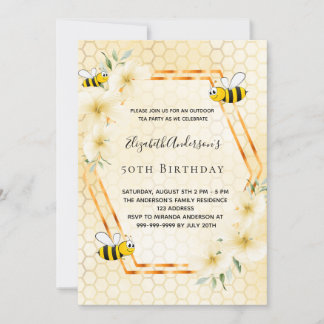 50. Geburtstag Tee Party Honigwabenbäume Einladung