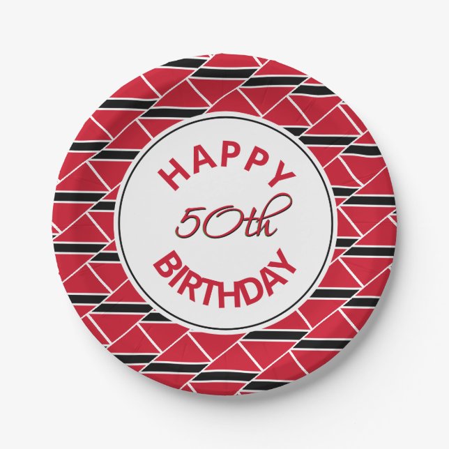 50. Geburtstag TRINIDAD FLAG Custom Pappteller (Vorderseite)