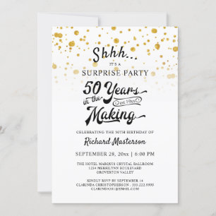 50. Geburtstag Überraschung Party Retro Gold Confe Einladung