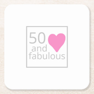 50. Geburtstag und Fab Simple Pink Geburtstag Rechteckiger Pappuntersetzer