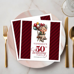 50. Geburtstag Verrückte Alte Dame Lustige Papierp Serviette