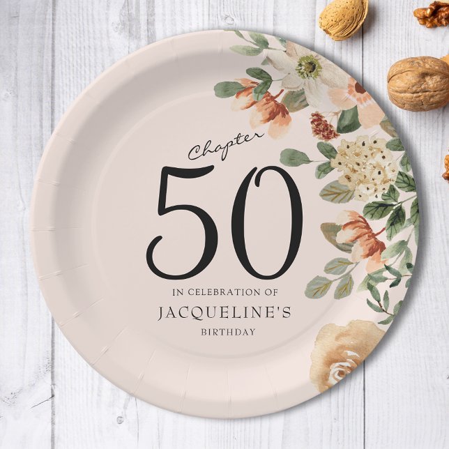 50. Geburtstag Vintag Pappteller (50th Birthday Vintage Floral Paper Plates
Discover the perfect addition to your loved one's party.)