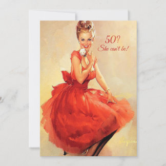 50. Geburtstag Vintag sexy Button Up Red Dress Einladung
