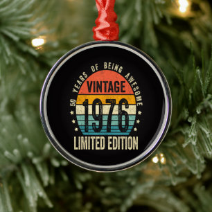 50. Geburtstag Vintage 1976 limitierte Auflage Ornament Aus Metall