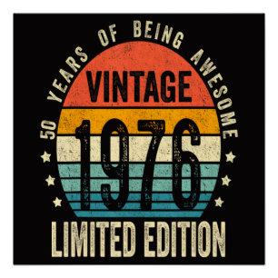 50. Geburtstag Vintage 1976 limitierte Auflage Poster