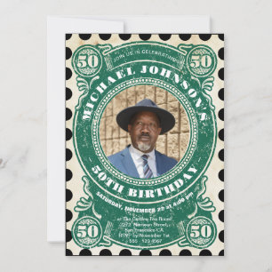 50. Geburtstag Vintage Porto-Briefmarke Einzigarti Einladung
