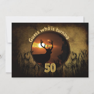 50. GEBURTSTAGEINLADUNG - Sonnenuntergang, Hirsch, Einladung
