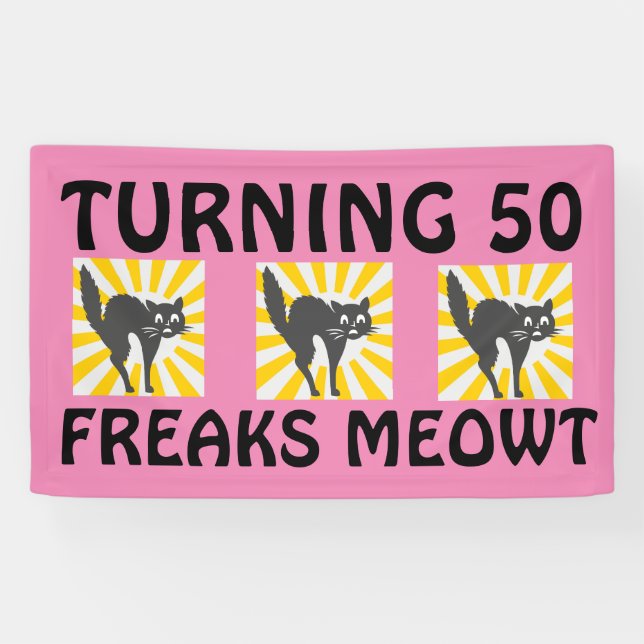 50. GEBURTSTAGlustige CAT-FAHNE Banner (Horizontal)