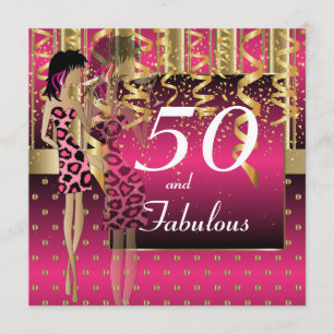 50. Geburtstags-Bash-Girl-Party   Rosa und Gold Einladung