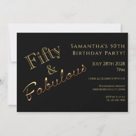 50. Geburtstags-Black-Gold-Party Einladung