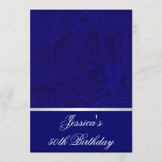 50. Geburtstags-blaue Rosen-weißes Einladung