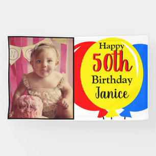 50. Geburtstags-buntes Ballon-Foto Banner
