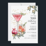 50. Geburtstags Cocktail-Party Einladung<br><div class="desc">50. Geburtstag Cocktail Party Einladung mit Getränken,  Kiefernbäumen und Glocken Feier.</div>