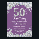 50. Geburtstags-Einladungs-lila und silberner Einladung<br><div class="desc">50. Geburtstags-Einladung. Lila und silberner diamante de imitación-Diamant. Eleganter Geburtstags-heftiger Schlag laden ein. Erwachsener Geburtstag. Frauen-Geburtstag. Mann-Geburtstag. Für weitere Kundenbezogenheit klicken Sie bitte "besonders anfertigen es" Knopf und benutzen unser Entwurfswerkzeug,  um diese Schablone zu ändern.</div>