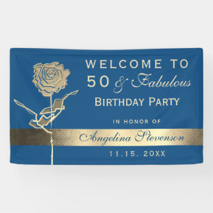 50. Geburtstags-Klassische Blau- und Gold-Willkomm Banner
