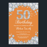 50. Geburtstags-orange und silberner Diamant Einladung<br><div class="desc">50. Geburtstags-Einladung. Orange und silberner diamante de imitación-Diamant. Eleganter Geburtstags-heftiger Schlag laden ein. Erwachsener Geburtstag. Frauen-Geburtstag. Mann-Geburtstag. Für weitere Kundenbezogenheit klicken Sie bitte "besonders anfertigen es" Knopf und benutzen unser Entwurfswerkzeug,  um diese Schablone zu ändern.</div>