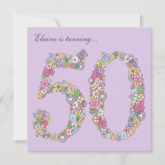 50. Geburtstags-Party-Frühlings-Blüten-Gewohnheit Einladung