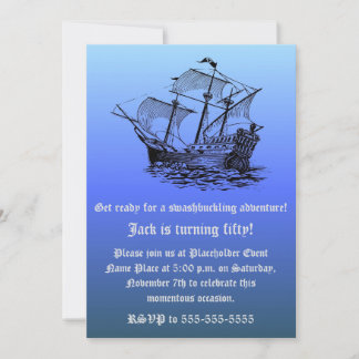 50. Geburtstags-Piraten-Schiff des blauen Kapitäns Einladung