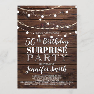 50. Geburtstags-Überraschungs-rustikale hölzerne Einladung