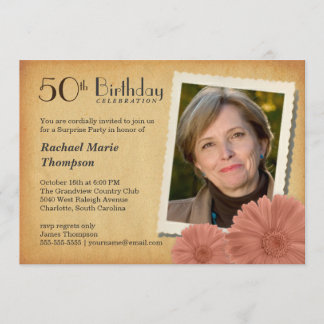 50. Geburtstags-Vintage Einladung