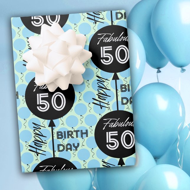 50. Geburtstagsballons Geschenkpapier Set (Von Creator hochgeladen)
